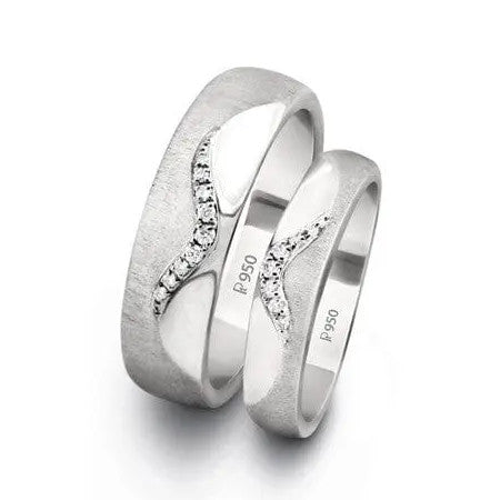 Wavy Platinum Love Bands with Diamonds JL PT 213