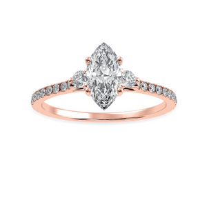 70-Pointer Marquise Cut Solitaire Diamond Accents Shank 18K Rose Gold Ring JL AU 1246R-B   Jewelove.US