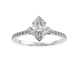 50-Pointer Marquise Cut Solitaire Diamond Accents Shank Platinum Ring JL PT 1246-A   Jewelove.US