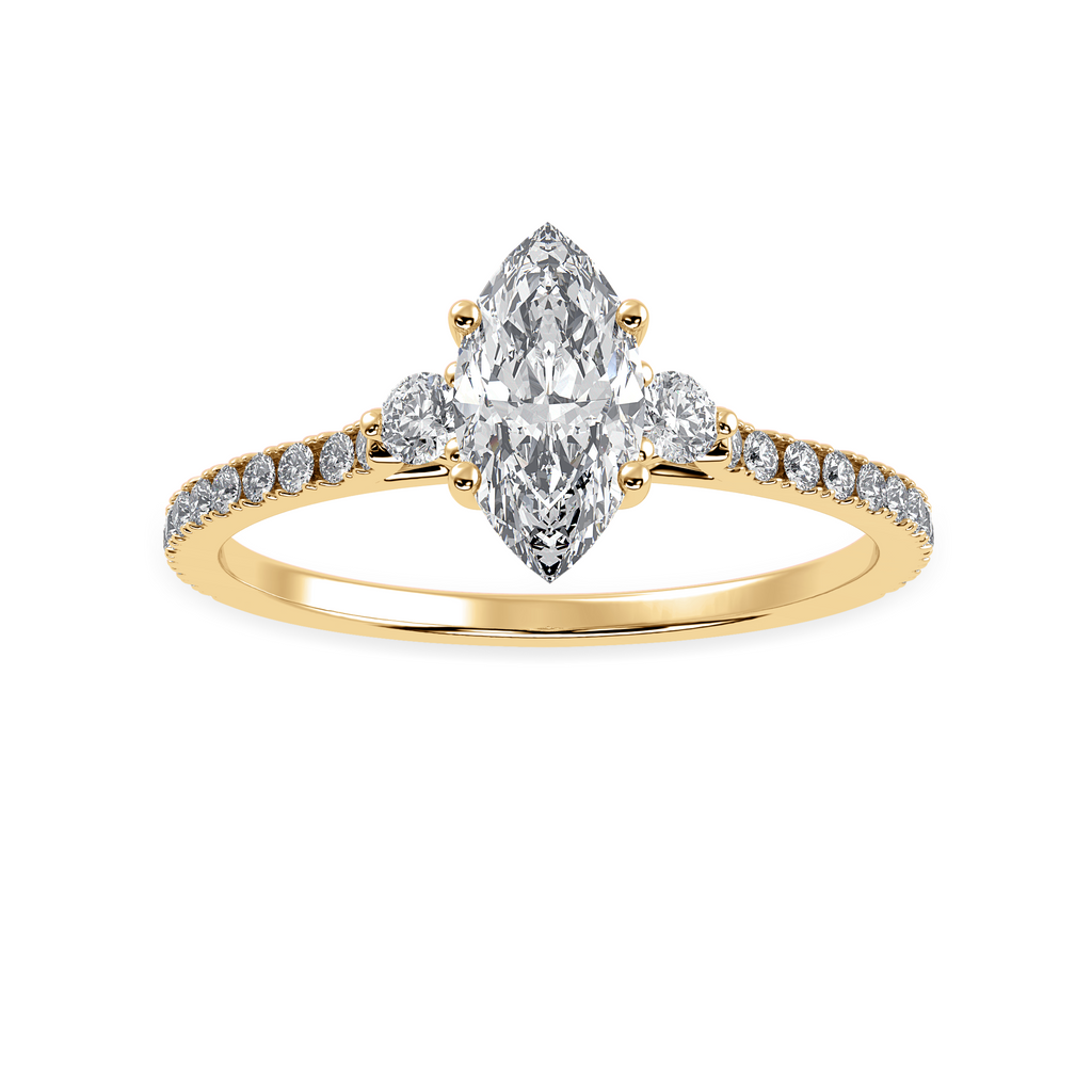 50-Pointer Marquise Cut Solitaire Diamond Accents Shank 18K Yellow Gold Ring JL AU 1246Y-A   Jewelove.US