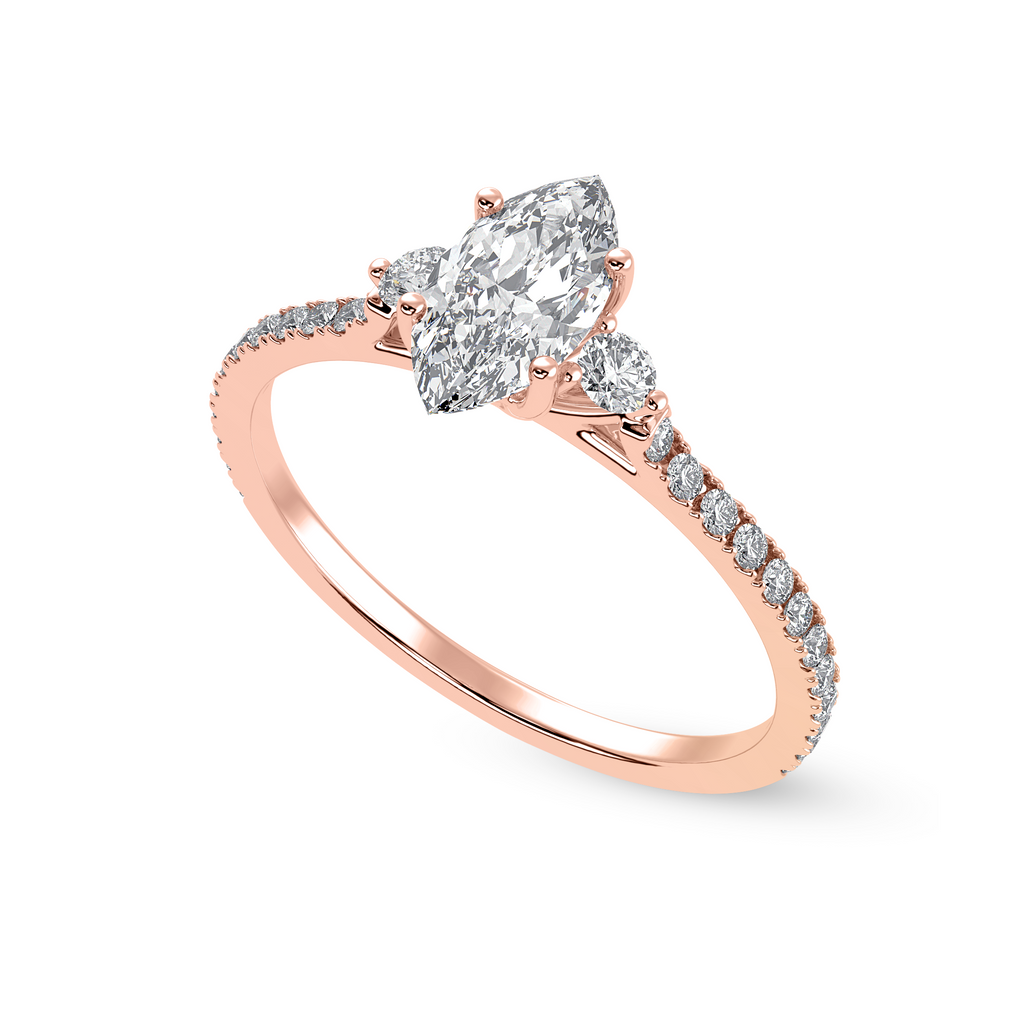 50-Pointer Marquise Cut Solitaire Diamond Accents Shank 18K Rose Gold Ring JL AU 1246R-A   Jewelove.US