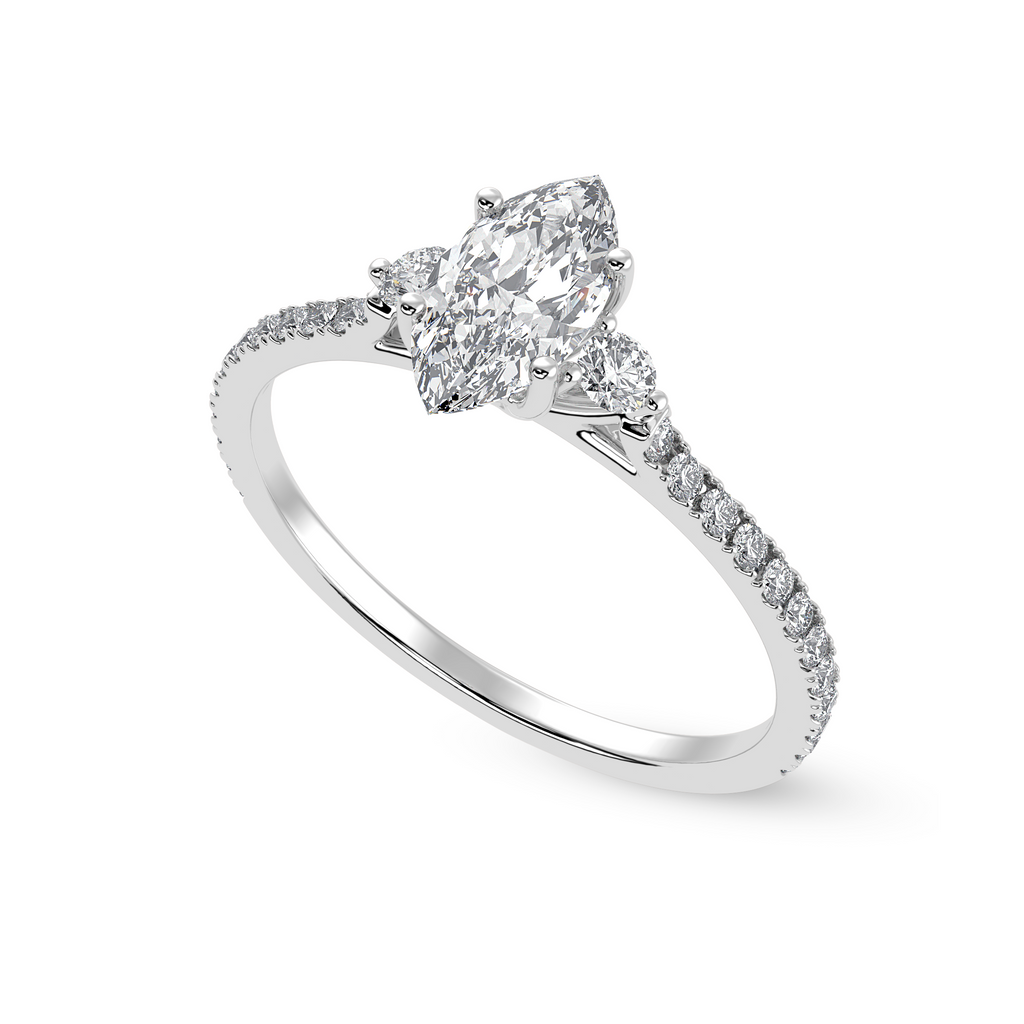 50-Pointer Marquise Cut Solitaire Diamond Accents Shank Platinum Ring JL PT 1246-A   Jewelove.US