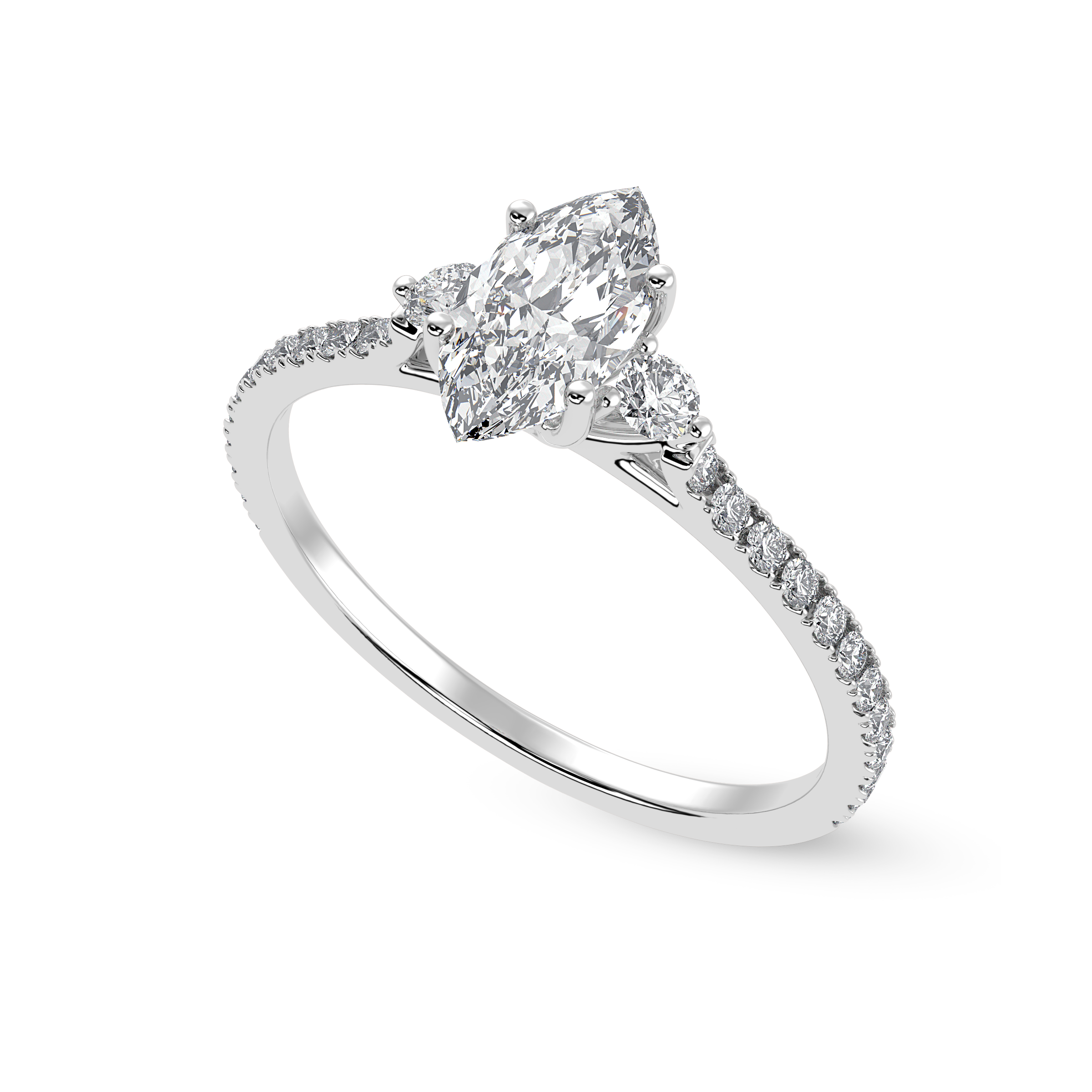 70-Pointer Marquise Cut Solitaire Diamond Accents Shank Platinum Ring JL PT 1246-B   Jewelove.US