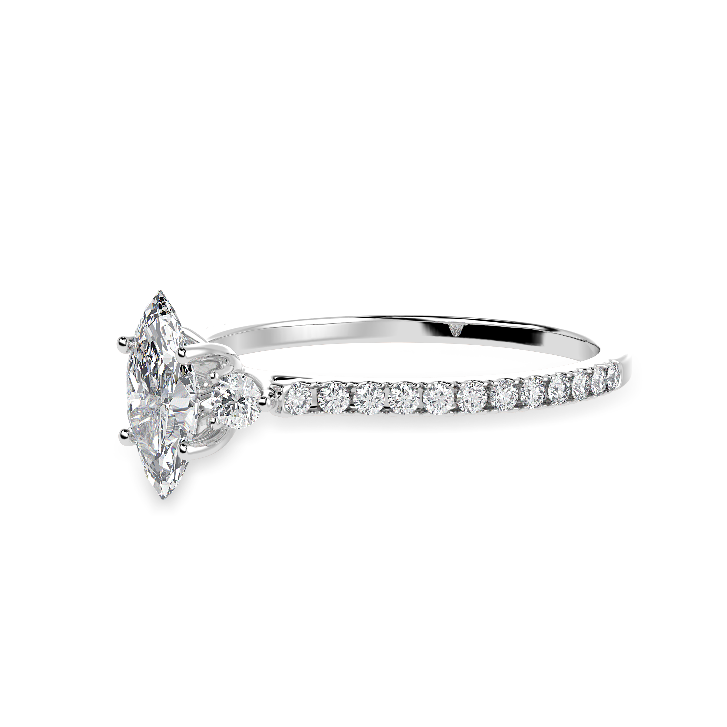 50-Pointer Marquise Cut Solitaire Diamond Accents Shank Platinum Ring JL PT 1246-A   Jewelove.US