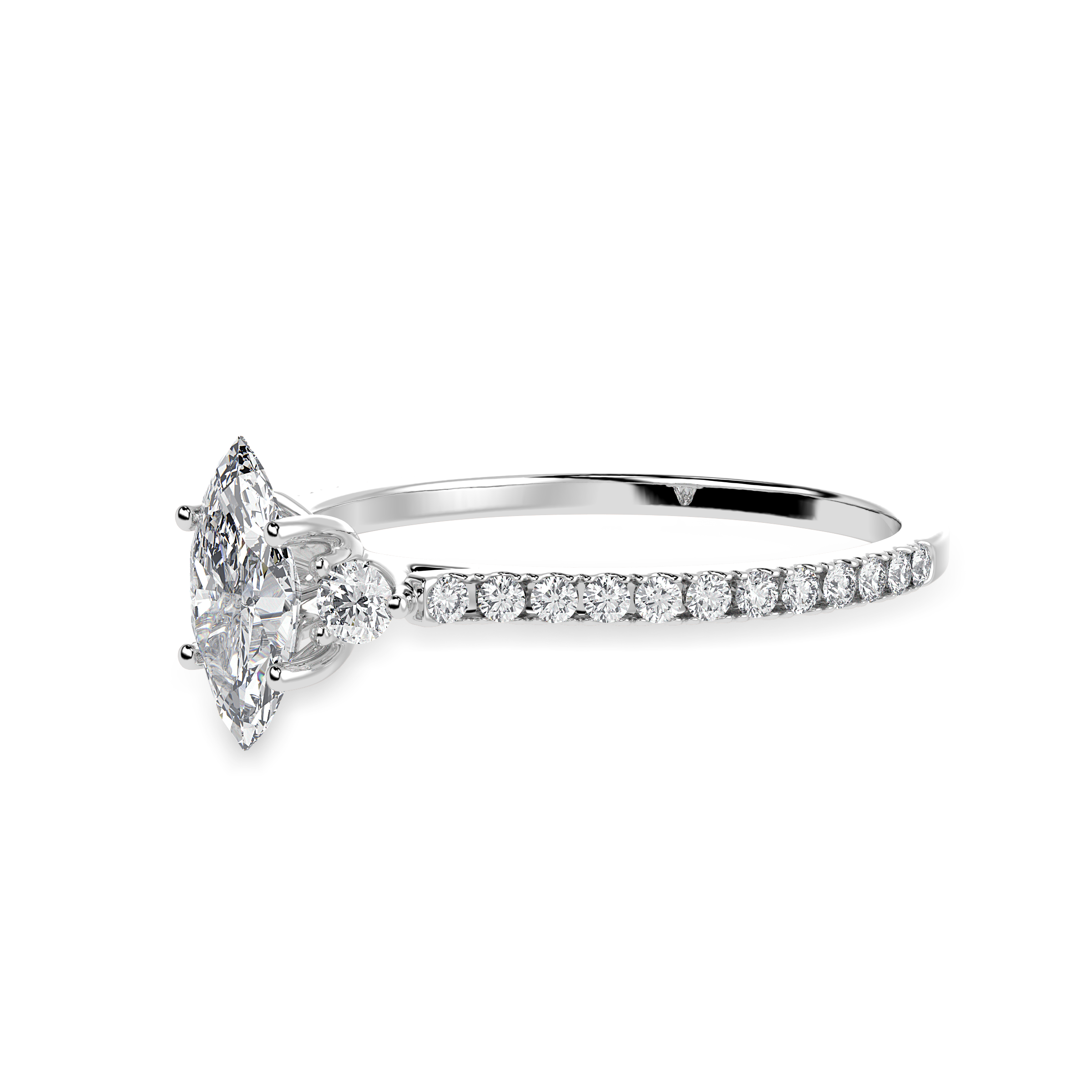 70-Pointer Marquise Cut Solitaire Diamond Accents Shank Platinum Ring JL PT 1246-B   Jewelove.US