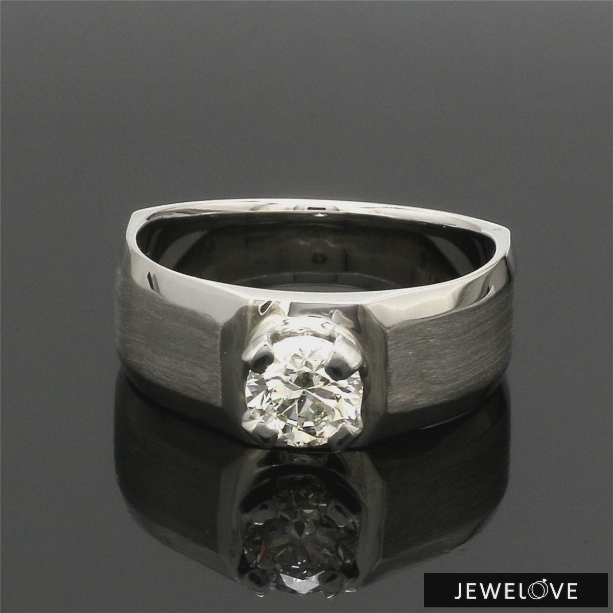 1-Carat Lab Grown Solitaire Heavy Platinum Ring for Men JL PT LG 983-A