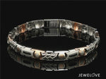 Load and play video in Gallery viewer, 7mm Platinum &amp; 18K Rose Gold Bracelet with Black Stone for Men JL PTB 1324
