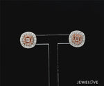 Load and play video in Gallery viewer, 18K Rose Gold Cushion Earrings with Pink Cushion Cut &amp; White Round Diamond JL AU PD 104
