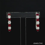 Load and play video in Gallery viewer, Platinum Diamond Earrings with Ruby for Women JL PT E 368
