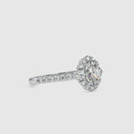 Load and play video in Gallery viewer, 70-Pointer Oval Cut Solitaire Halo Diamond Accents Shank Ring JL PT 0059-B
