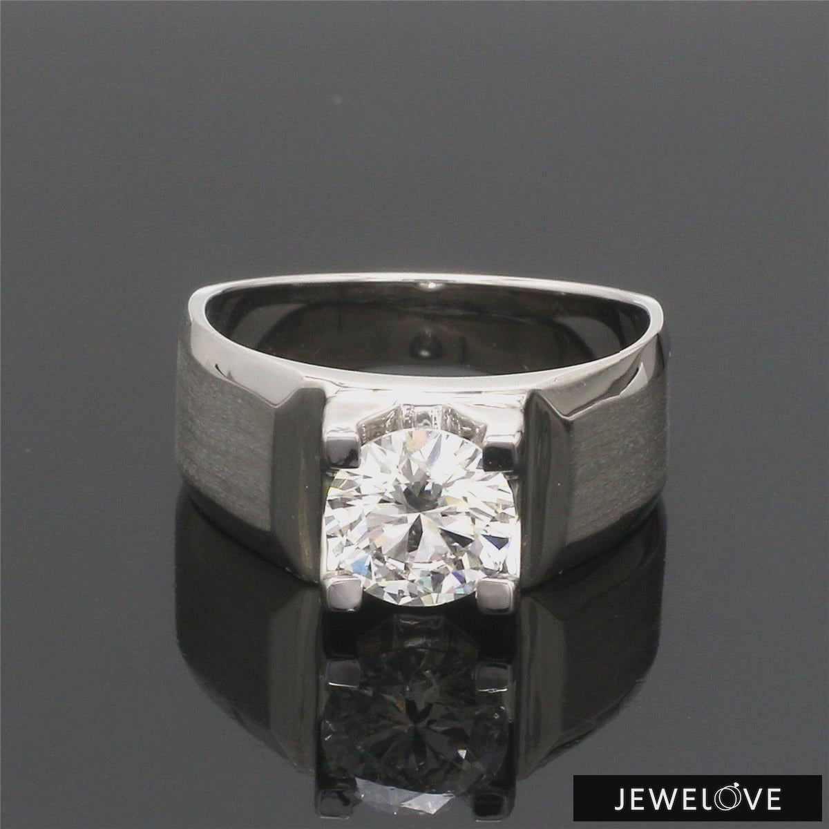 2-Carat Lab Grown Solitaire Heavy Platinum Ring for Men JL PT LG 983-B