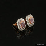 Load image into Gallery viewer, 18K Rose Gold Pink Emerald Cut Diamond Earrings with Light Pink &amp; White Round Diamond JL AU PD 106
