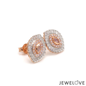 18K Rose Gold Pink Marquise Diamond Earrings with Light Pink & White Round Diamond JL AU PD 105