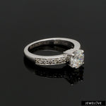 Load image into Gallery viewer, 4 Prong Solitaire Engagement Ring with Diamond Accents made in Platinum JL PT 415
