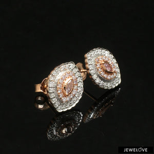 18K Rose Gold Pink Marquise Diamond Earrings with Light Pink & White Round Diamond JL AU PD 105