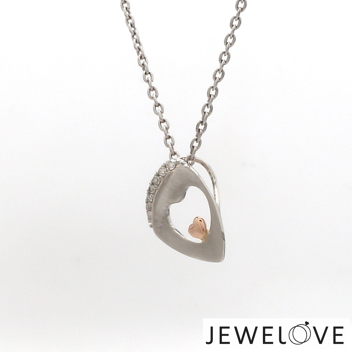 Evara Platinum Diamonds Pendant with Rose Gold Heart JL PT P 323   Jewelove.US