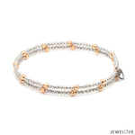 Load image into Gallery viewer, Japanese 2-row Platinum &amp; Rose Gold Bracelet for Women with Diamond Cut Balls JL PTB 1260
