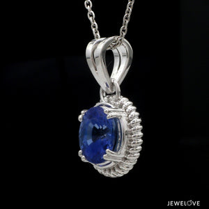 Designer Platinum Pendant with Blue Sapphire JL PT P 321   Jewelove.US