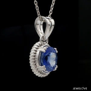 Designer Platinum Pendant with Blue Sapphire JL PT P 321   Jewelove.US