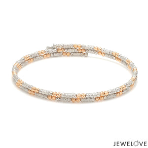 Japanese 2-row Platinum & Rose Gold Bracelet for Women with Diamond Cut Balls JL PTB 1226