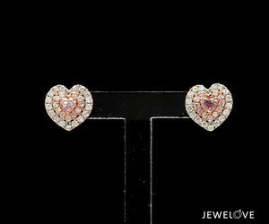 18K Rose Gold Heart Earrings with Pink & White Diamond JL AU PD 102   Jewelove.US