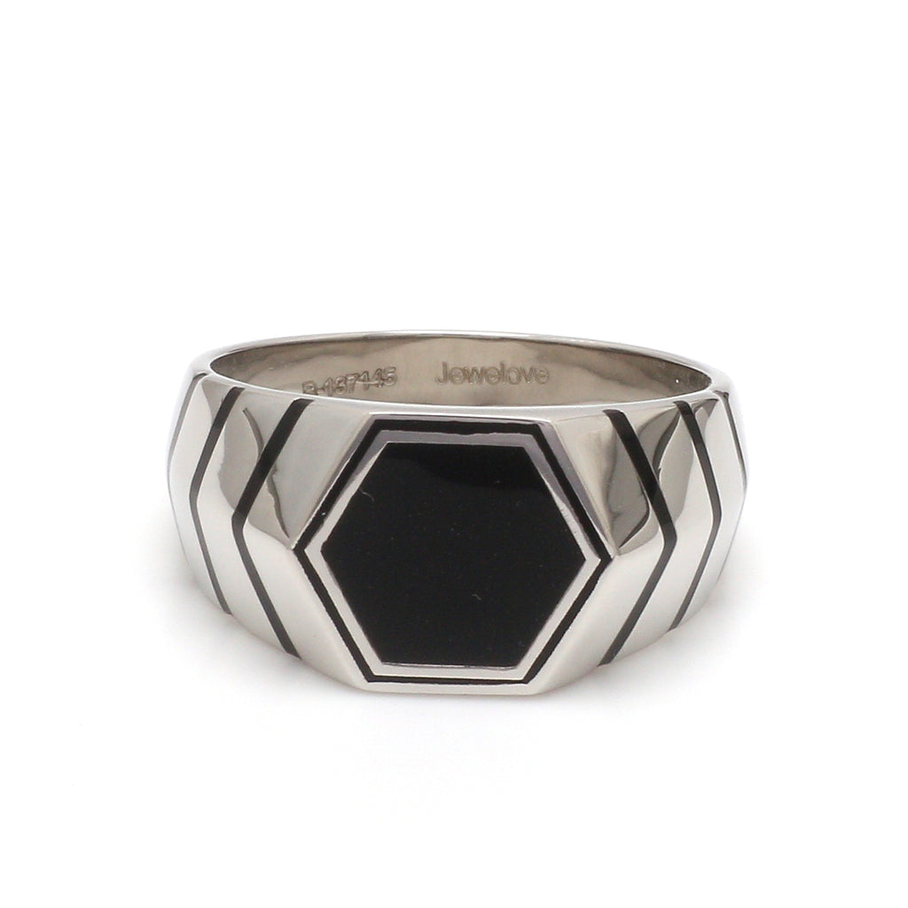 Men of Platinum | Black Enamel Ring for Men JL PT 1310-A   Jewelove.US