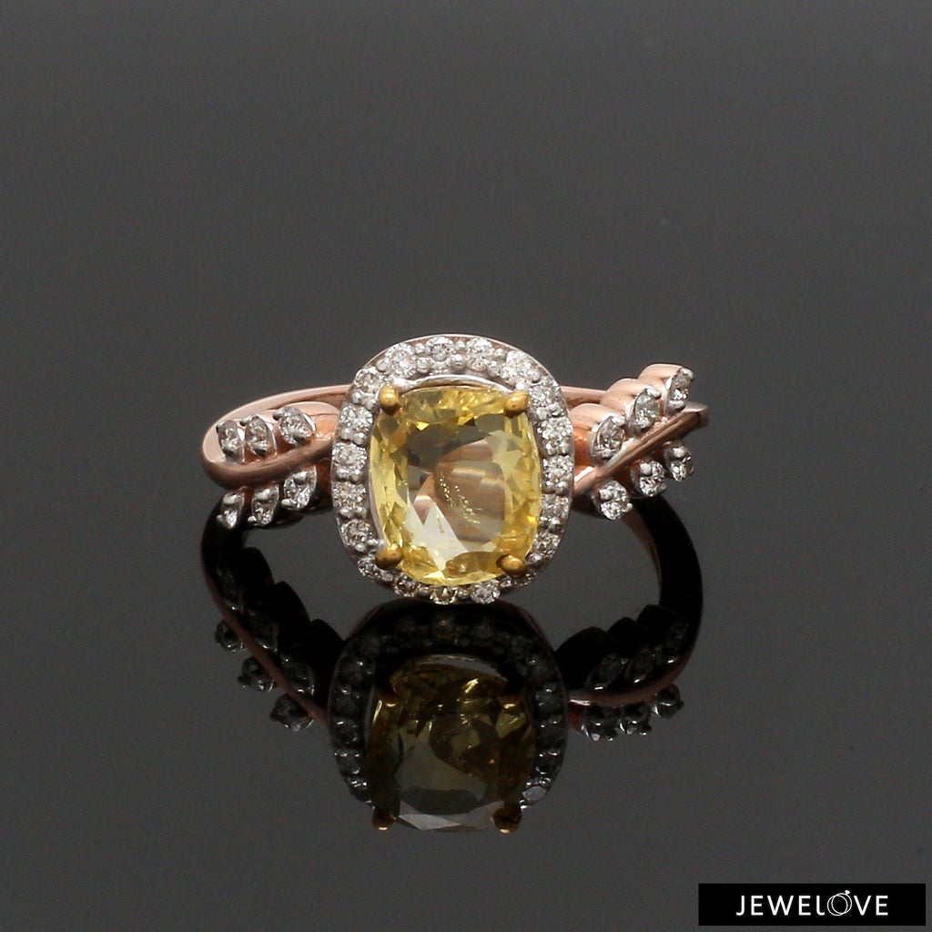 1.75cts. Yellow Sapphire 18K Rose Gold Diamond Ring for Women JL AU 1356R   Jewelove