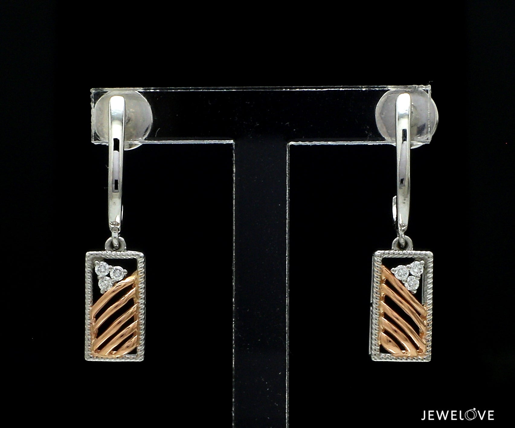 Evara Platinum Rose Gold Diamonds Earrings for Women JL PT E 314   Jewelove.US