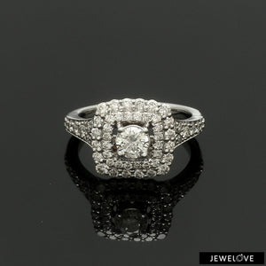 30-Pointer Solitaire Platinum Double Halo Diamond Spilt Shank Ring JL PT 0015-Z   Jewelove.US