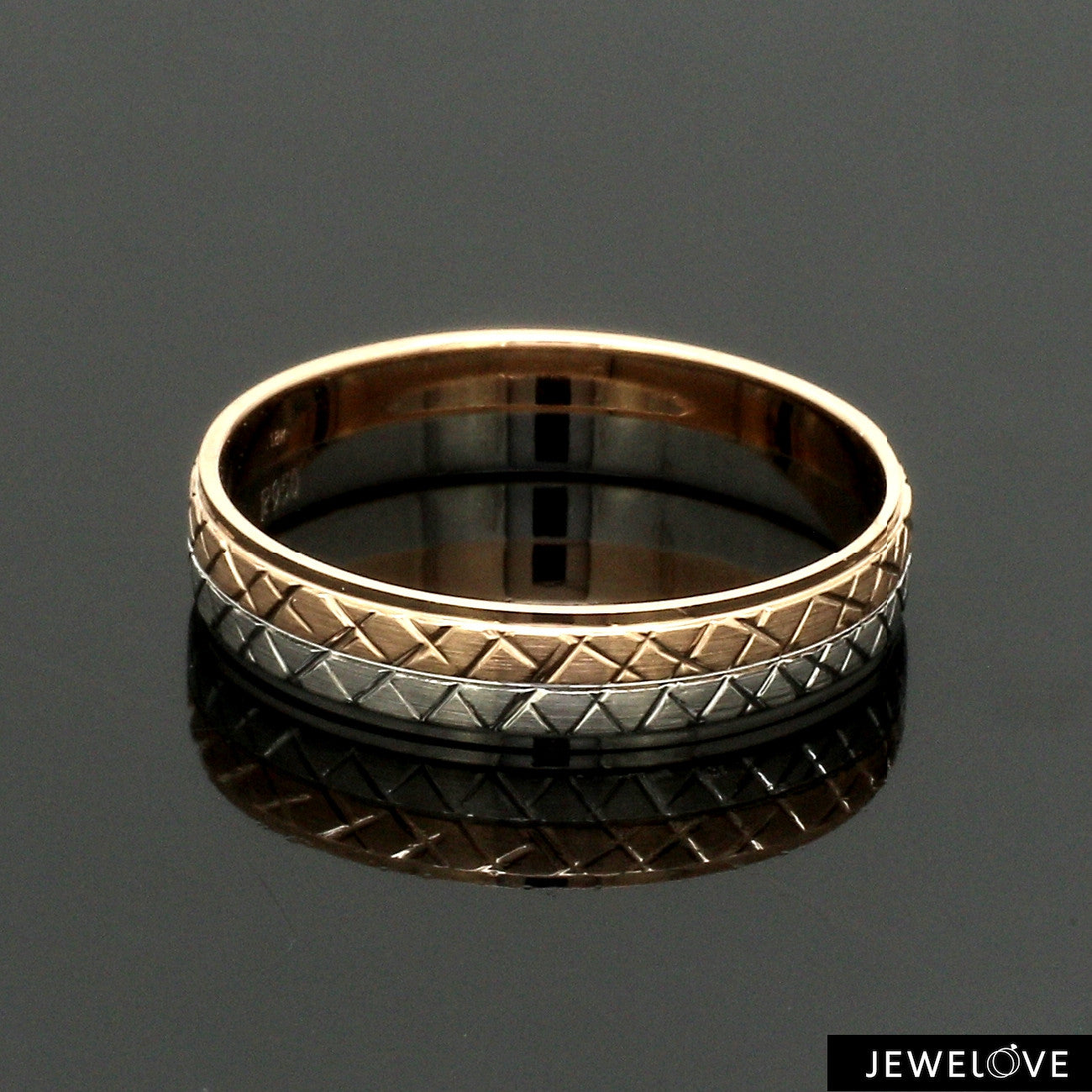 Platinum Love Bands with Rose Gold Unisex Ring JL PT 1407