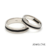 Load image into Gallery viewer, Platinum Couple Unisex Ring with Black Line Ceramic JL PT 1328  Both Jewelove
