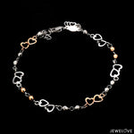 Load image into Gallery viewer, Japanese Double Heart Platinum Rose Gold Bracelet with Diamond Cut Balls JL PTB 1213
