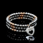 Load image into Gallery viewer, Japanese 3 Row Flexible Platinum Rose Gold Fusion Ring with Diamond Cutting JL PT 1375
