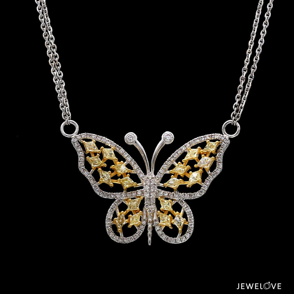 Natural Fancy Color Yellow Diamond Butterfly Pendant Chain for Women JL AU YD 101   Jewelove.US