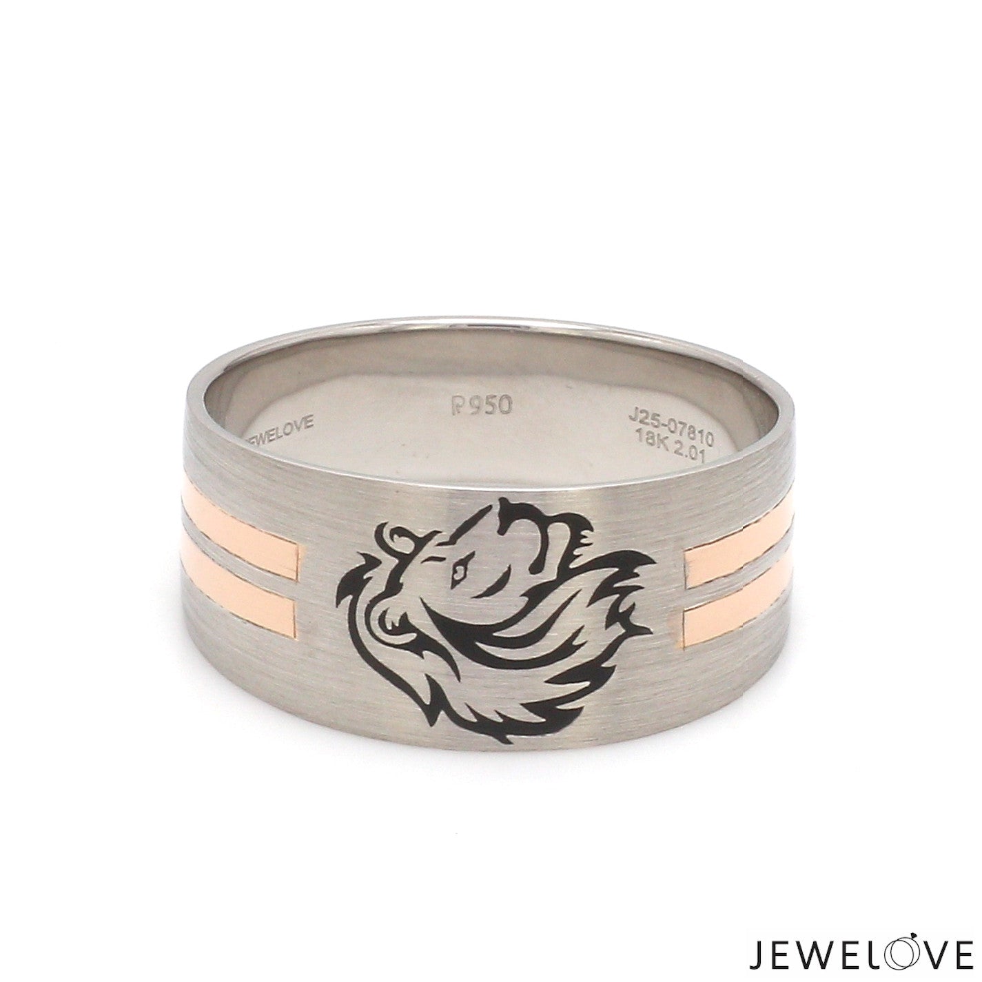 Platinum Love Bands with Rose Gold Ring JL PT 1413