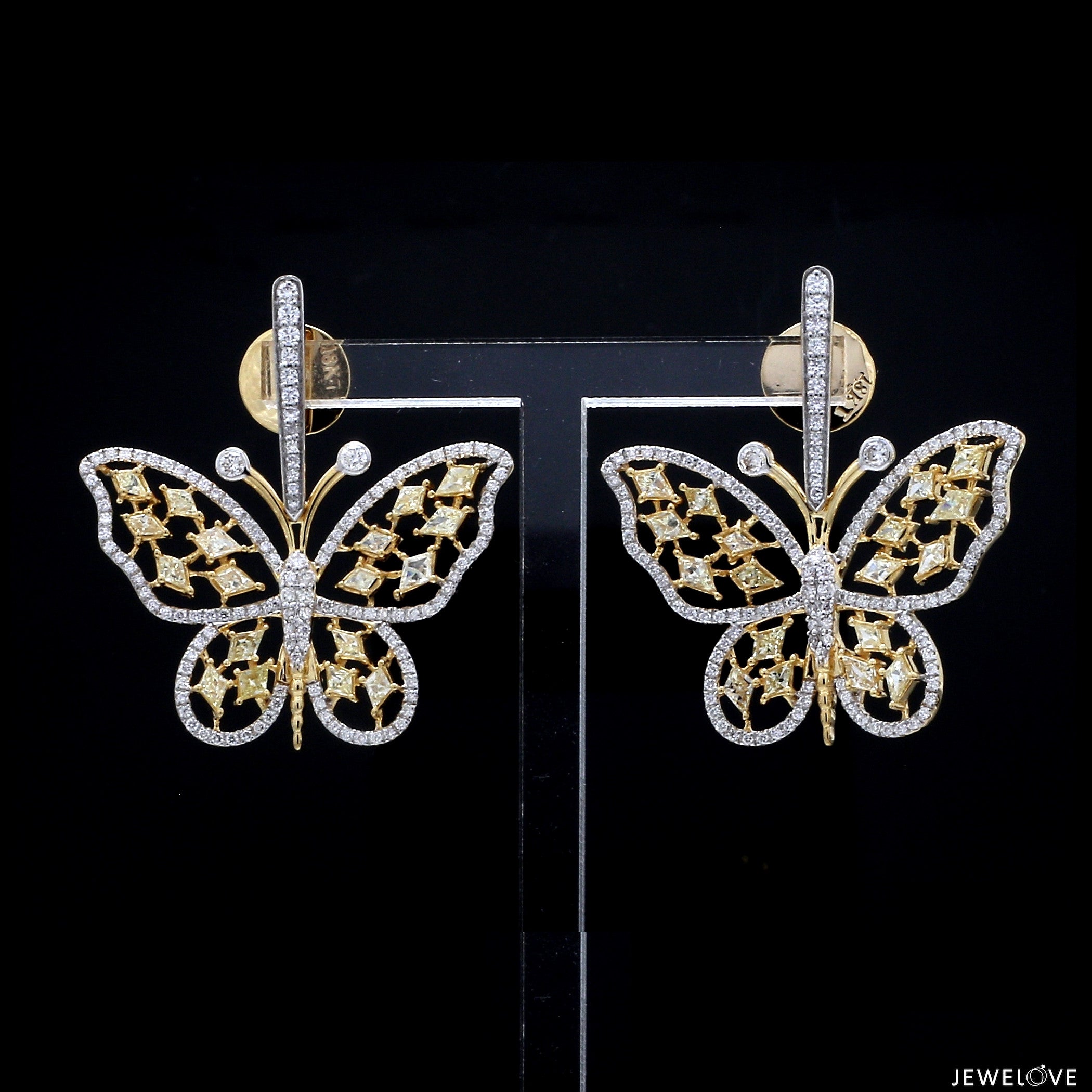 Natural Fancy Color Yellow Diamond Butterfly Earrings JL AU E YD 101