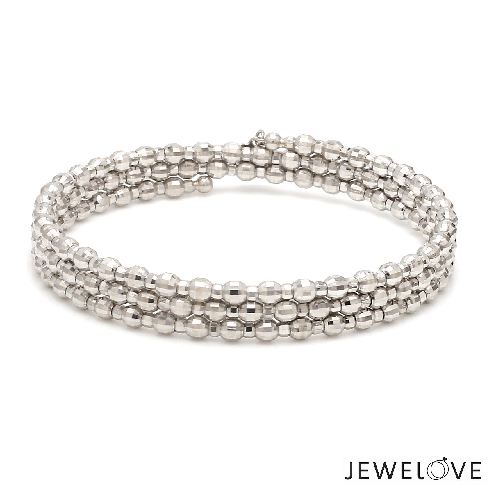 Dazzling Shiny 3-row Japanese Platinum Bracelet for Women with Diamond Cut Balls JL PTB 721