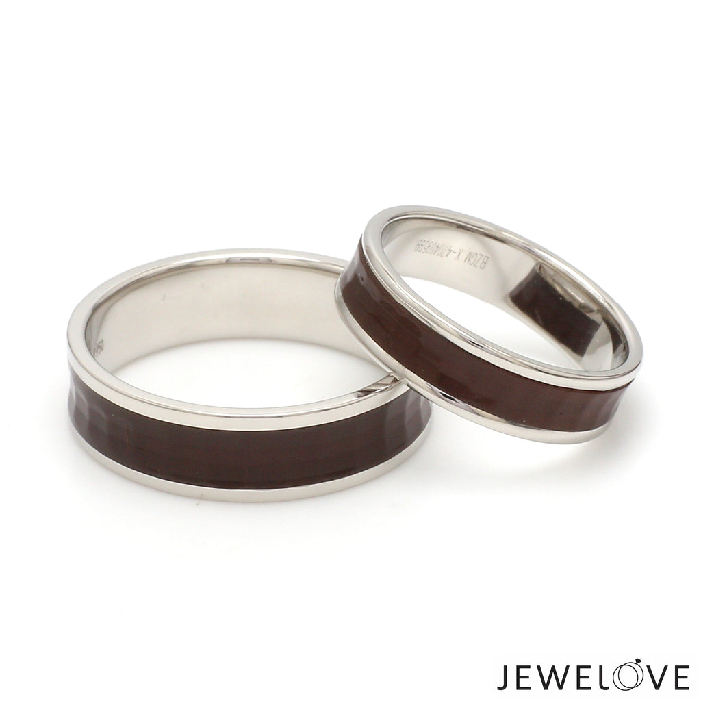 Platinum Couple Unisex Ring with Brown Ceramic JL PT 1329  Both Jewelove