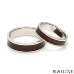 Load image into Gallery viewer, Platinum Couple Unisex Ring with Brown Ceramic JL PT 1329  Both Jewelove
