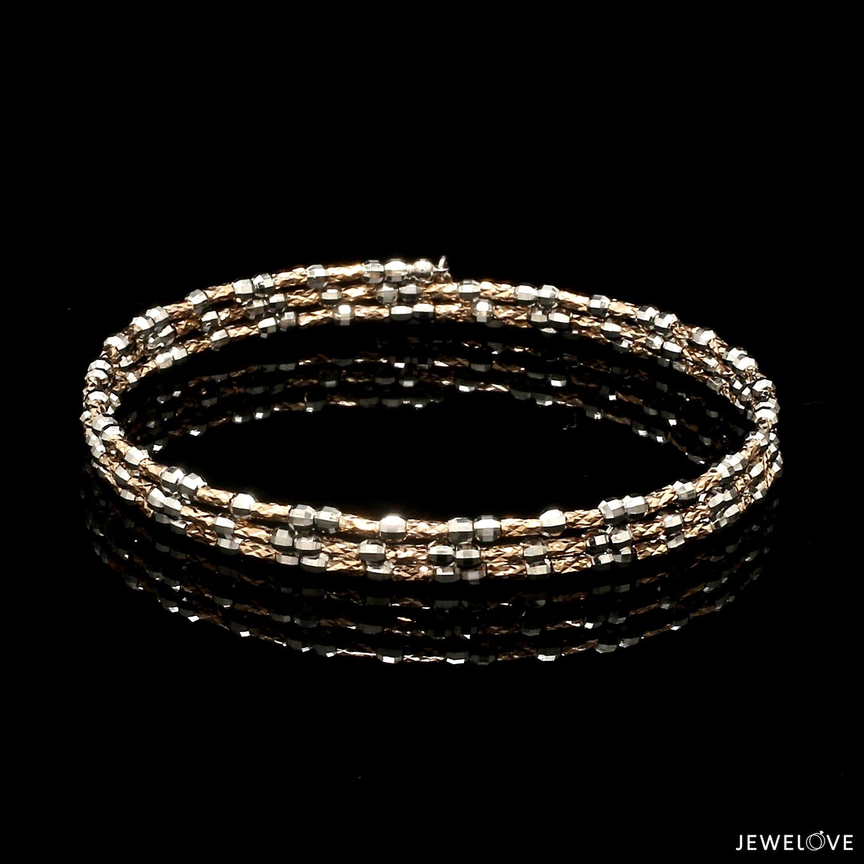 Unique 3-Row Japanese Platinum & Rose Gold Bracelet for Women JL PTB 773