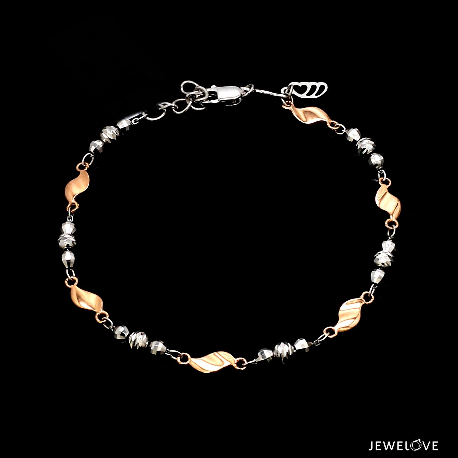 Designer Platinum & Rose gold Bracelet with Diamond Cut Balls JL PTB 1214   Jewelove.US