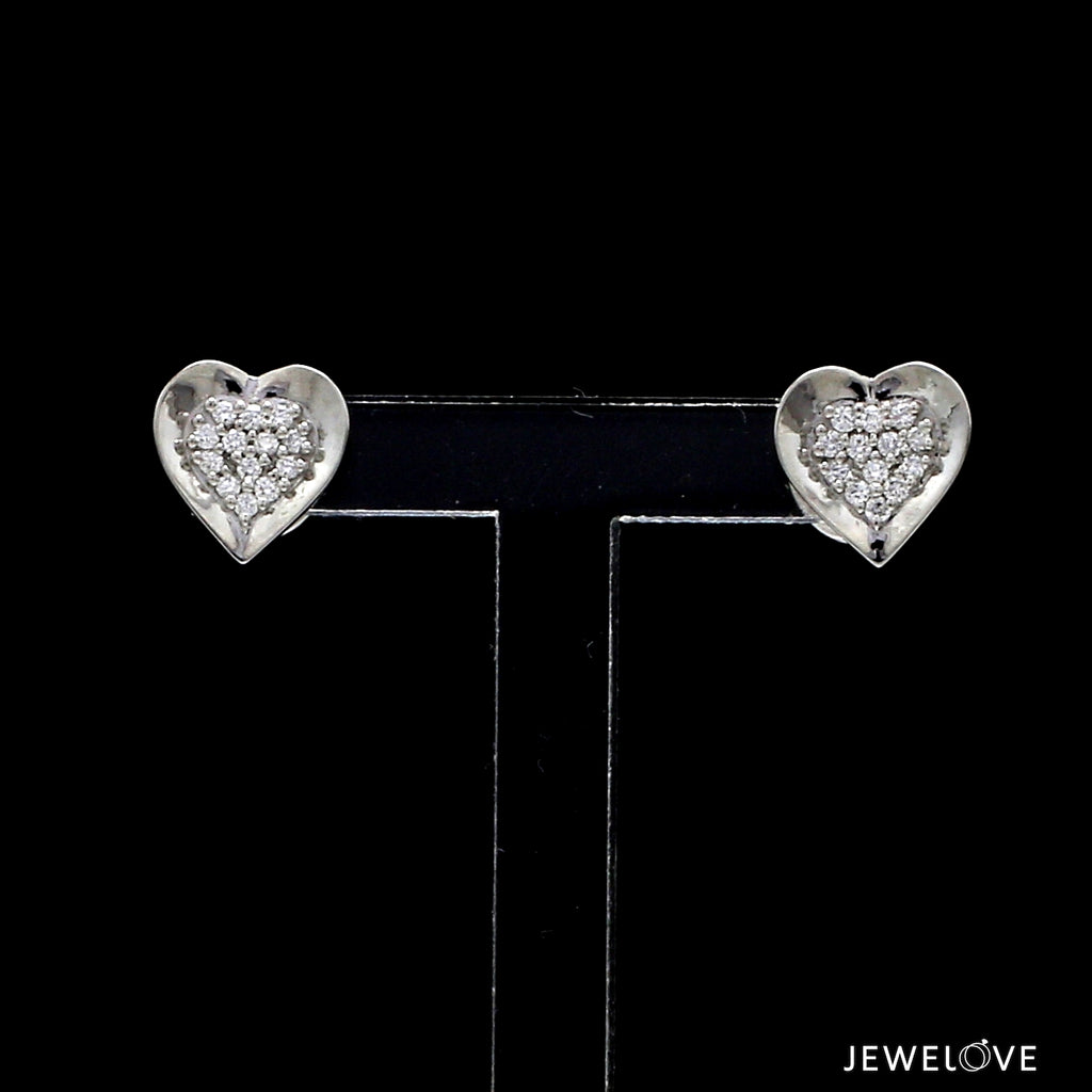 Evara Platinum Diamond Heart Earrings JL PT E 326   Jewelove.US