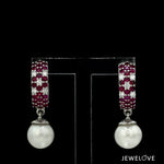 Load image into Gallery viewer, Platinum Diamond Ruby Earrings with Pearl JL PT E 369
