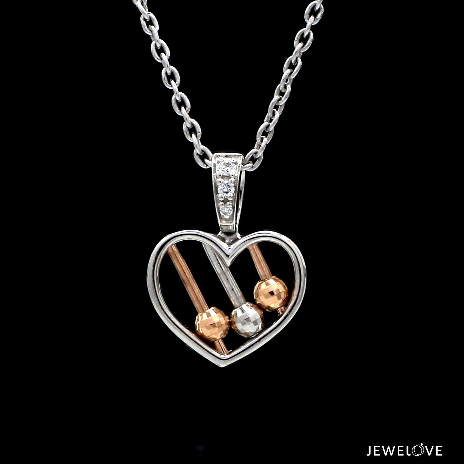 Evara Platinum & Rose Gold Diamonds Heart Pendant JL PT P 322   Jewelove.US