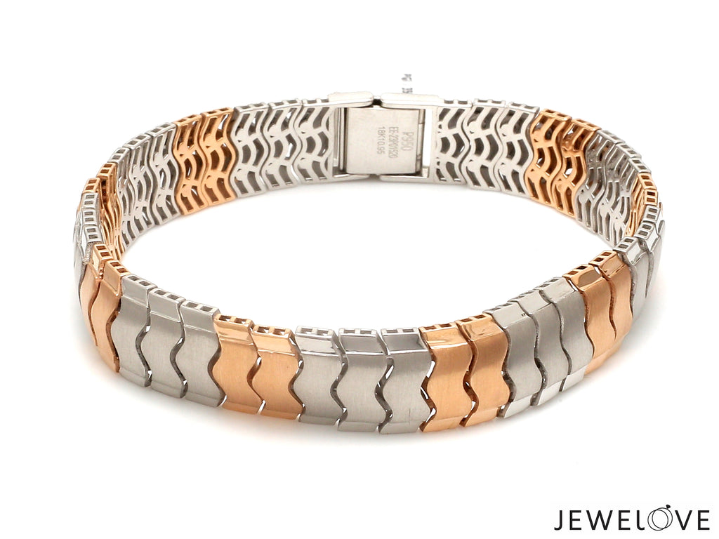 Platinum Rose Gold Bracelet with Hi-Polish & Matte Finish for Men JL PTB 1177   Jewelove.US