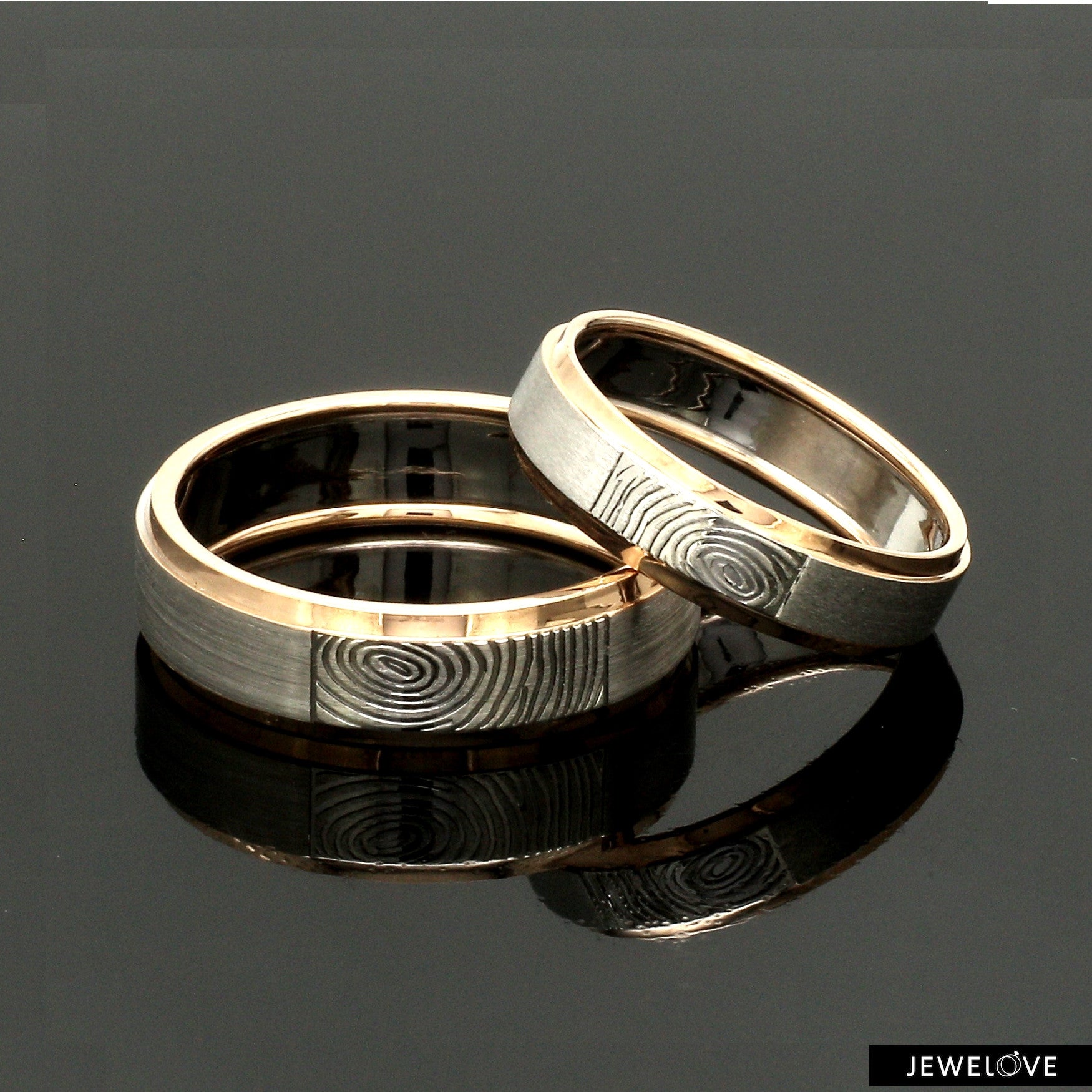 Platinum Love Bands with Rose Gold Ring JL PT 1408