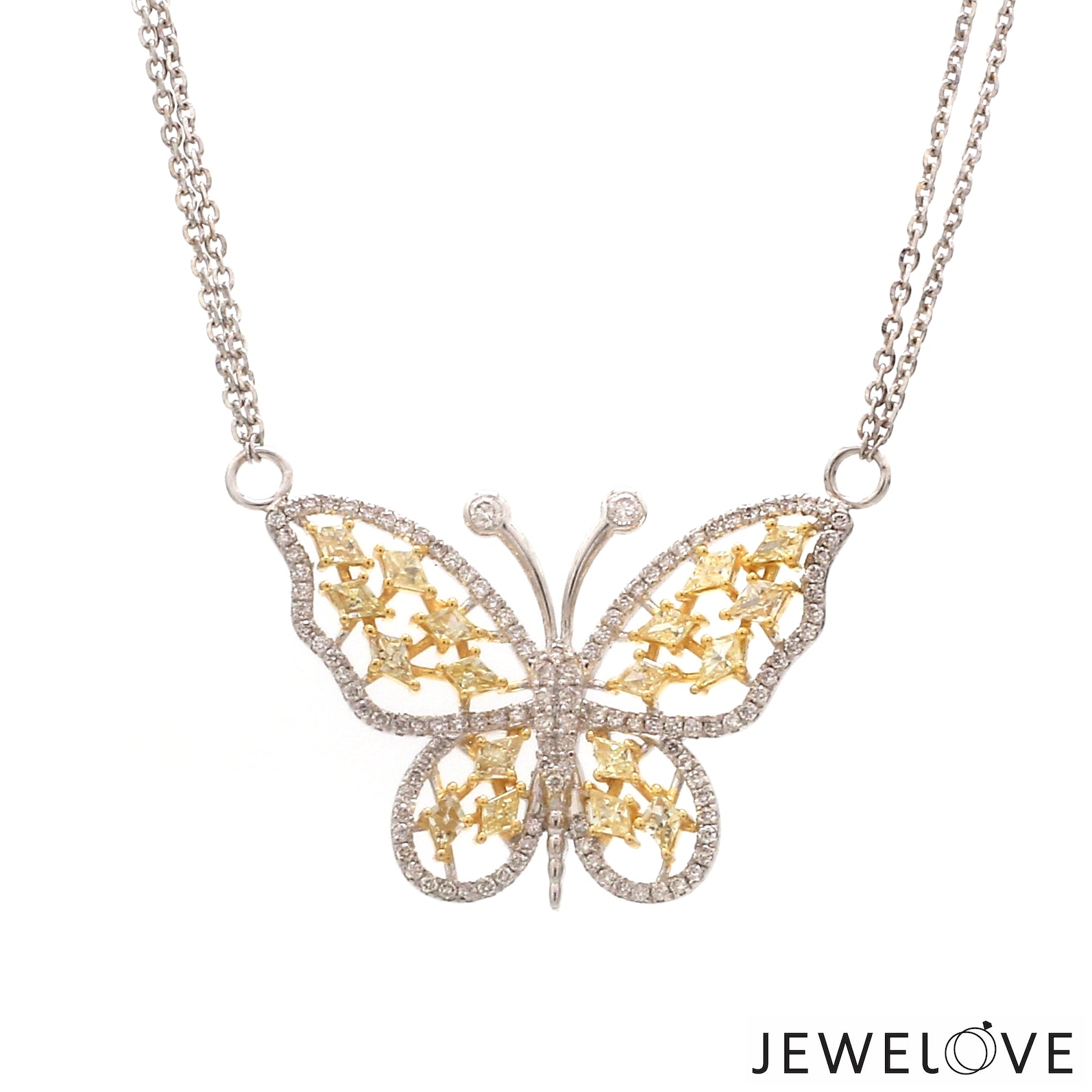 Natural Fancy Color Yellow Diamond Butterfly Pendant Chain for Women JL AU YD 101   Jewelove.US