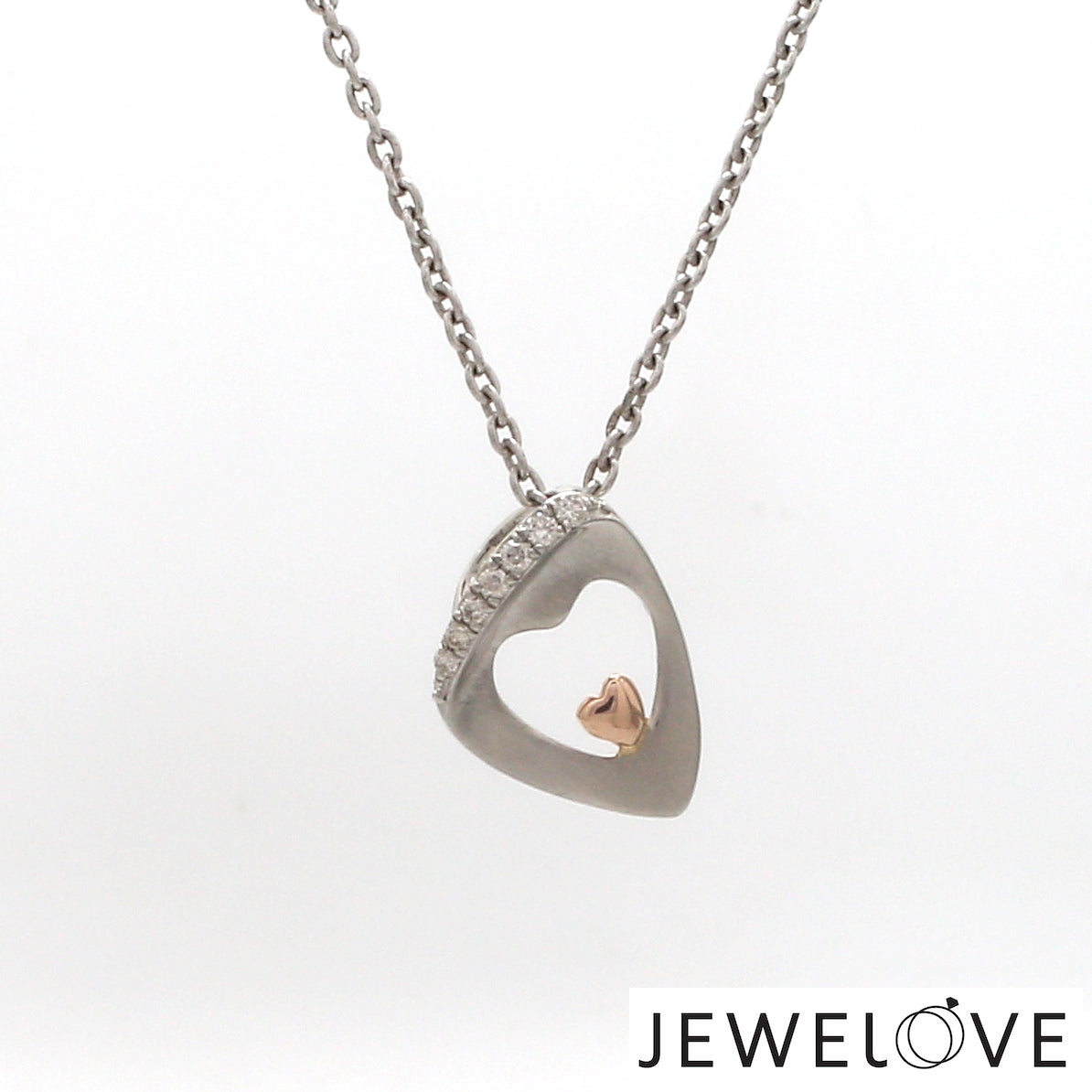 Evara Platinum Diamonds Pendant with Rose Gold Heart JL PT P 323   Jewelove.US
