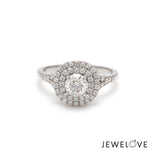 Load image into Gallery viewer, 70-Pointer Solitaire Platinum Double Halo Diamond Spilt Shank Ring JL PT 1268
