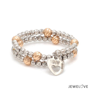 Japanese 2 Row Flexible Platinum Rose Gold Fusion Ring with Diamond Cutting JL PT 1378